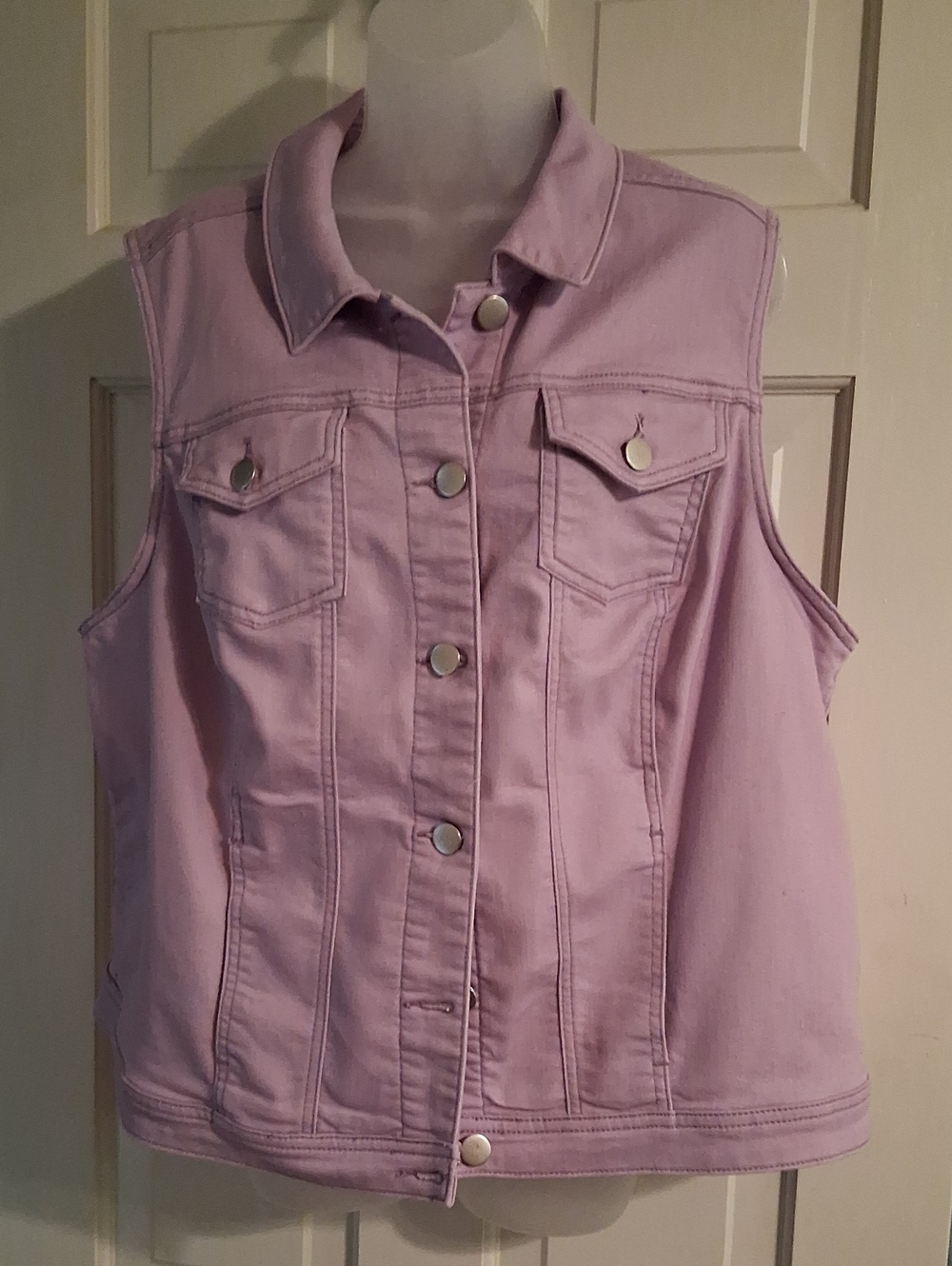 CJ Banks Lavender Crochet-Back Vest